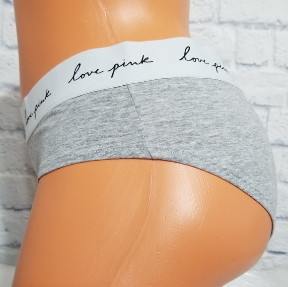 PINK Victoria's Secret Logo Grey Hipster Panty Large New - Picture 4 of 12